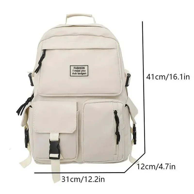 A Load Of Multi-pocket Men and Women Universal Nylon Large-capacity Leisure Simple Schoolbag Insert Buckle Computer Backpack 241225