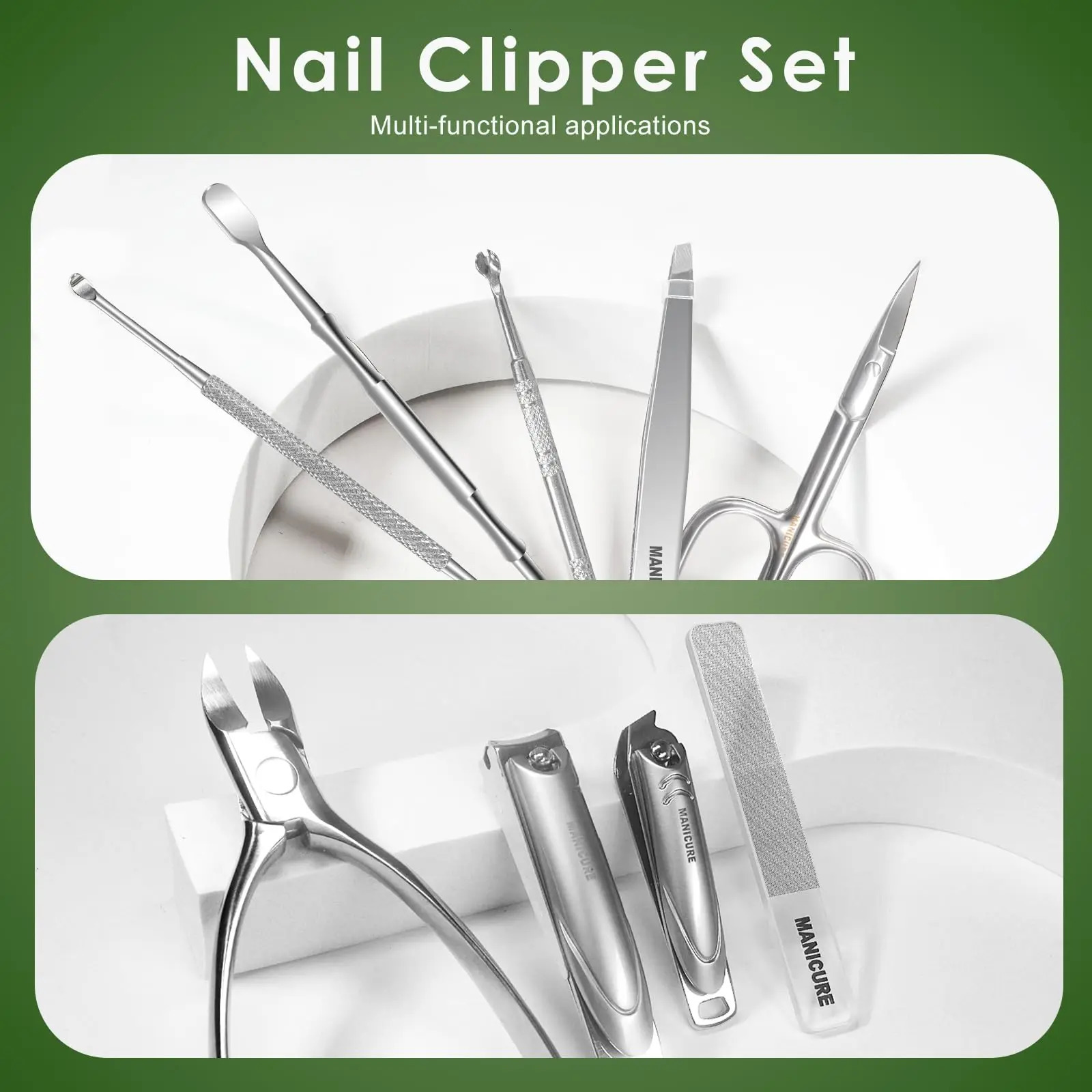 Manicure Set Professional 9 in 1 Nail Clippers Set Stainless Steel Manicure kit With PU Leather Case Fingernail Toenail Clip 241225