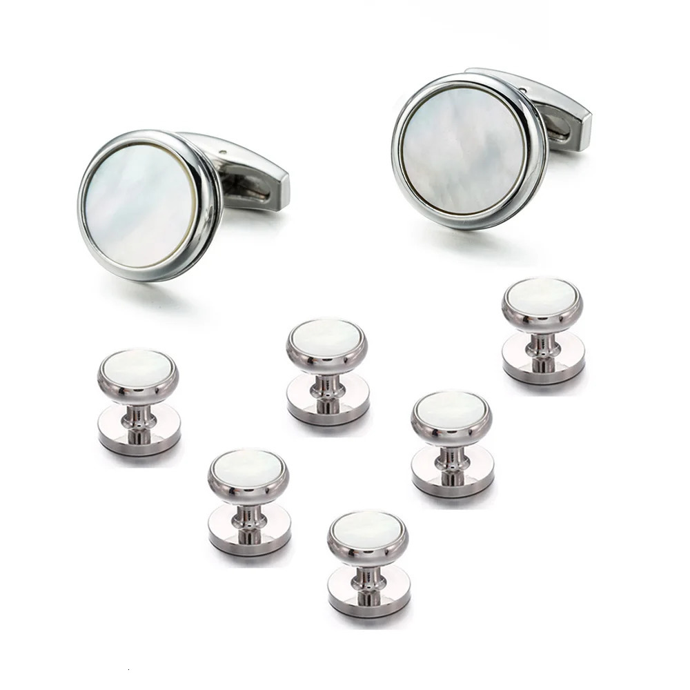 VAGULA Cufflink Stud in 8Pcs Set Fashion Gemelos Sea Shell Tuxedo Collar Stud S22 241225
