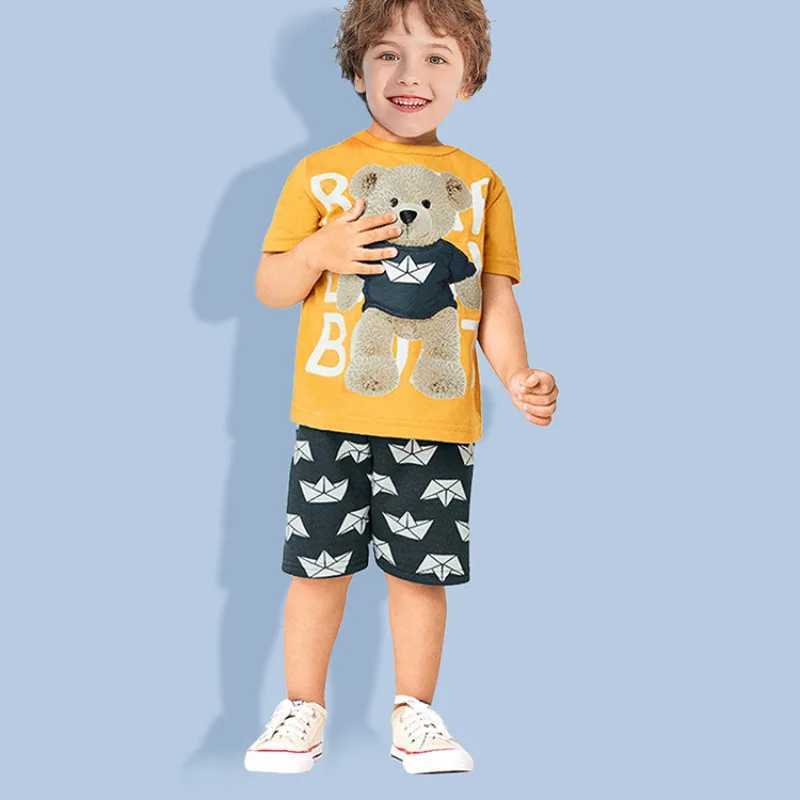 Clothing Sets Summer Baby Boy Clothes Set Children Bear Cartoon Tshirts and Shorts 2 Pieces Suit Kid Cotton Short Sleeve Top Bottom TracksuitsY241225O