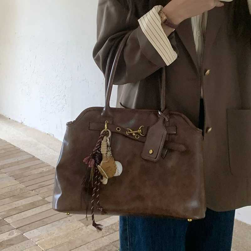 Vintage hot Large Capacity Brown Shoder Y2k Designer Casual Travel Cmuter Tote Bags Blacke Purses and Handbags for Wen Z241213