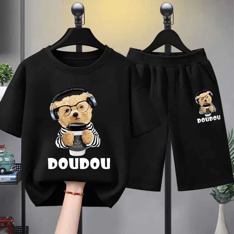 Clothing Sets Summer Baby Girls Clothes Set Children Boy Cartoon Bear Printed T-shirts and Shorts Suit Kid Casual Top Bottom Outfit TracksuitsY241225H