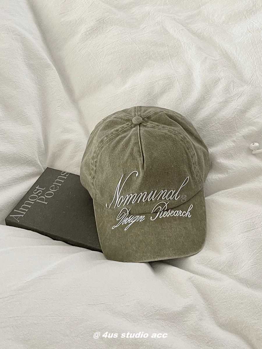 Street Tide Brand Washed Embroidered Letter Toe Hat Womens Soft Top Big Head Ring Baseball Hat W241225