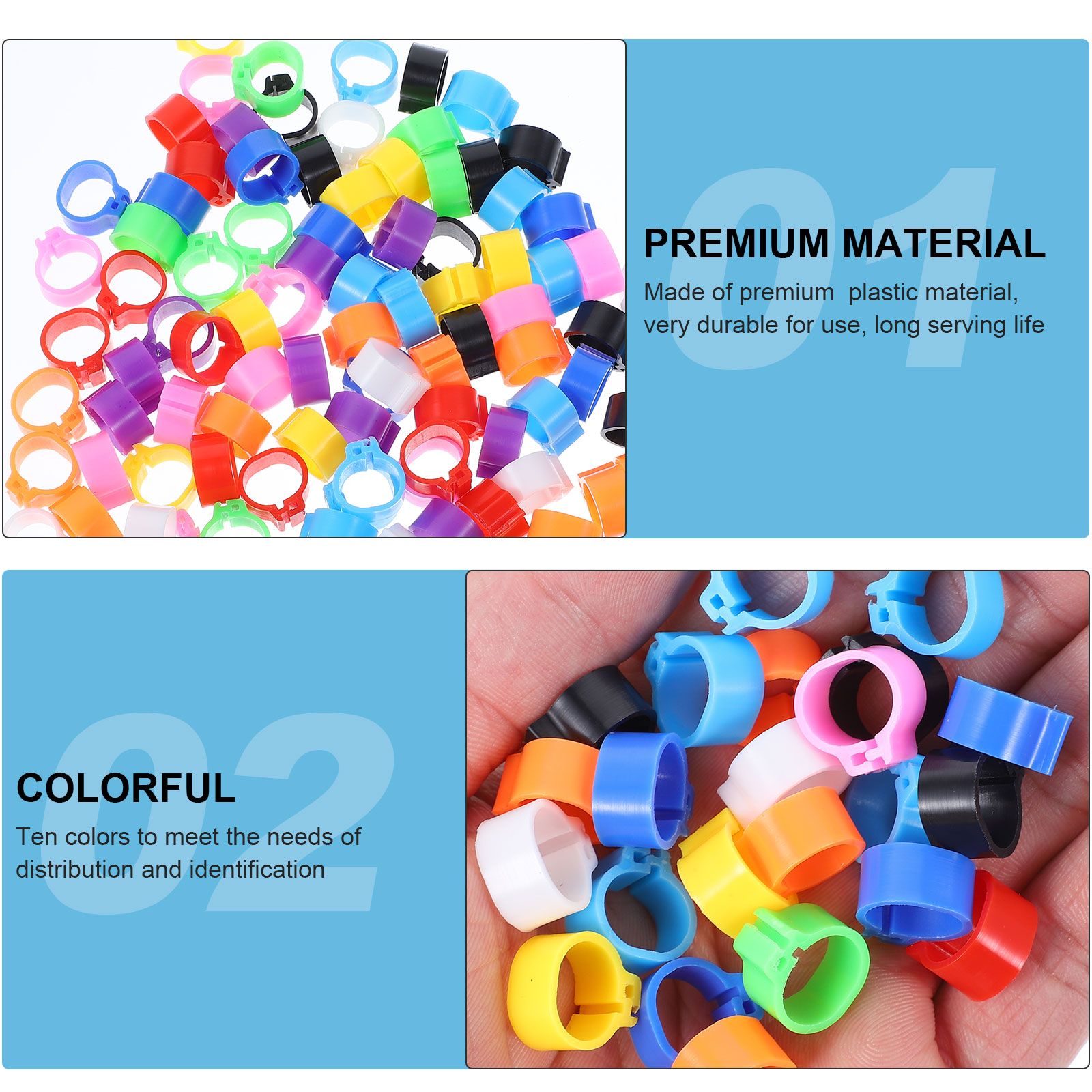 100 Pcs Toy Meat Pigeon Anklet Baby Birds Chicken Tags for Legs Plastic Name Poultry Ring