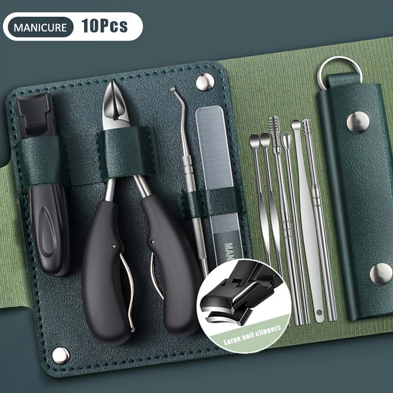 4/10Pcs Ingrown Toenail Kit Atrovirens Modern Style Extended Eagle Beak Nail Clippers With Padded Handle Home Pedicure Set I 241225