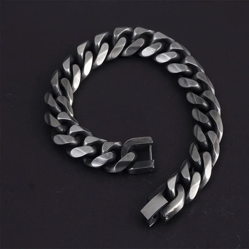 Steel Retro Simple Cuban Bracelet Hipster mens Hip Hop Bracelet Atmospheric Personality Jewelry 241225