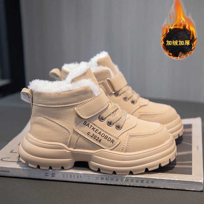 Athletic Outdoor Winter Children Boots Plush Girls Shoes Fashion Korea Style Kids Casual Sneaker Warm Fur Girls Ankle Boots 4 To 12 Years H241223