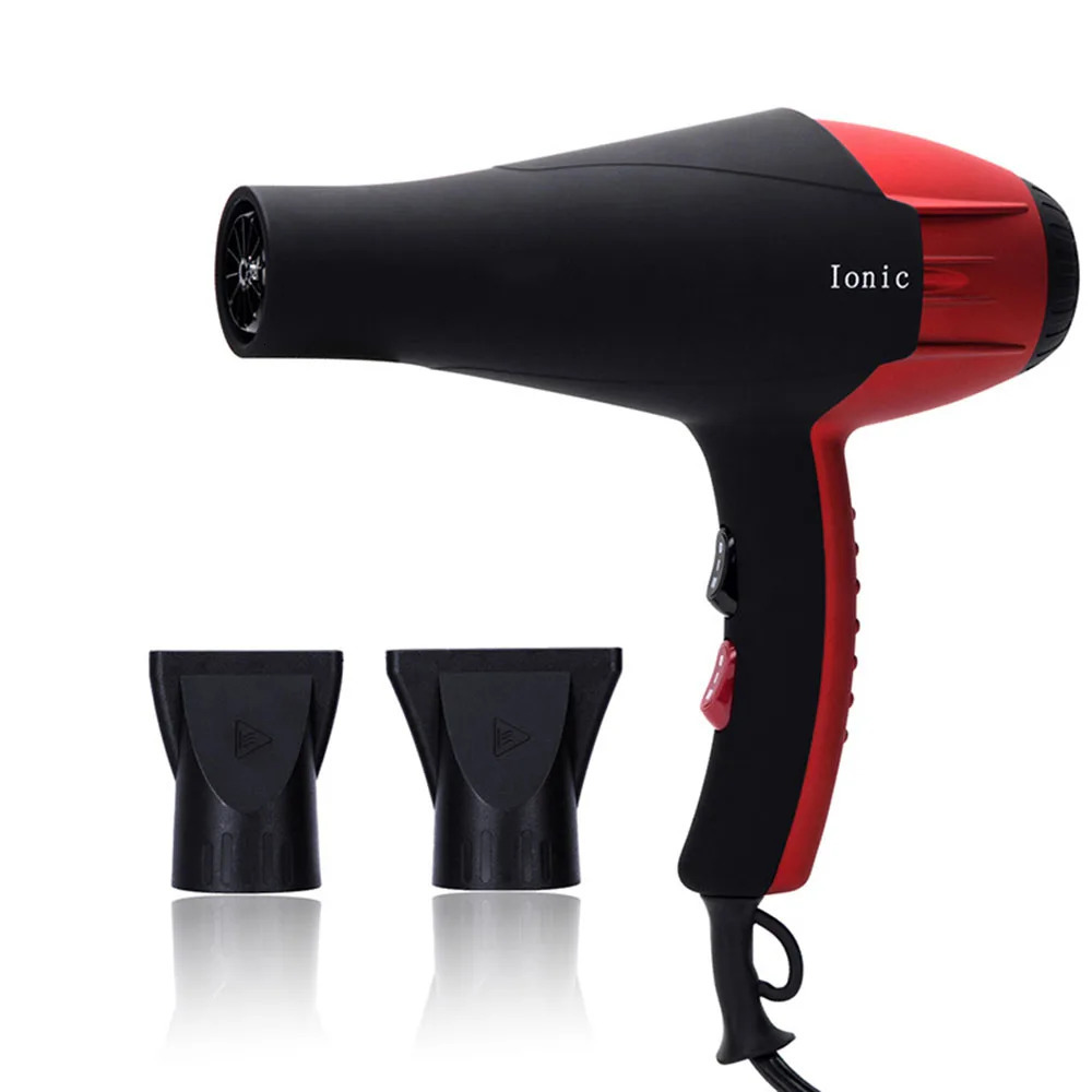 Professional Ionic Salon Hair Dryer 2200W Powerful AC Motor Ion Blow Dryer Quiet Hairdryers with 2 Concentrator Nozzle Black/Red 241225