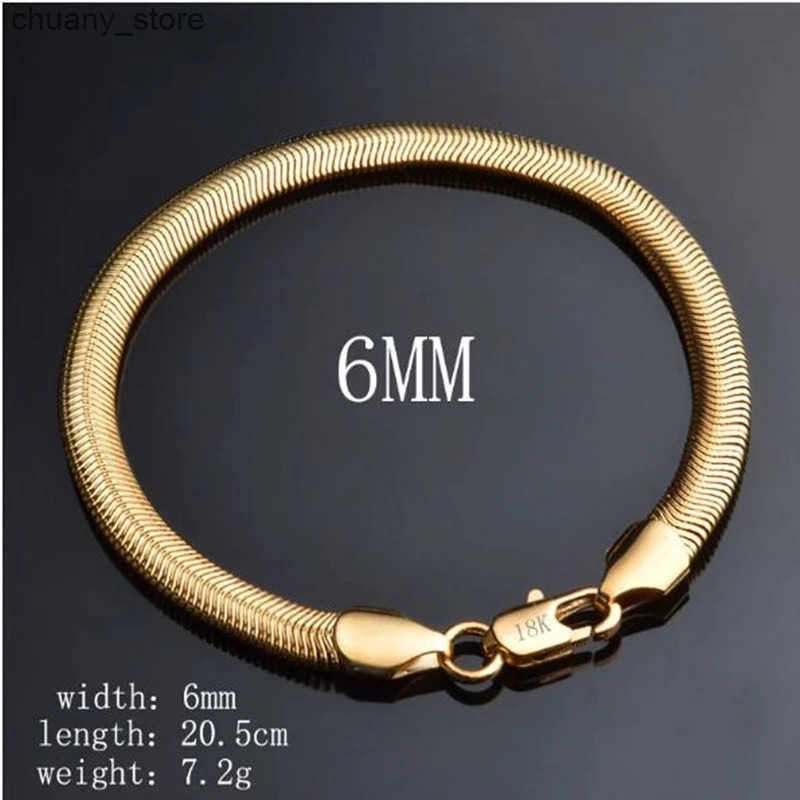 Chain Fine 18K gold 6MM soft snake bone Chain 925 Sterling silver s for Women men Fashion Party Gifts elegant Jewelry L240910