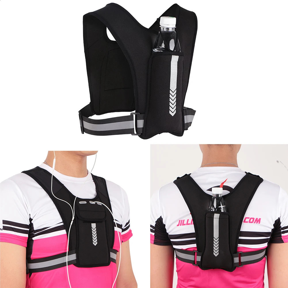 Running Backpack Reflective Vest Package Multifunctional Sports Phone Holder Water Bottle Bag Chest Pack for Outdoor Sports 241224