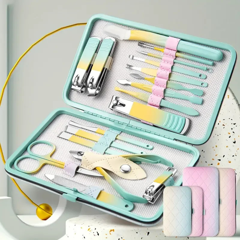 18pcs Nail Clippers Set Nail Clippers Set Stainless Steel Pedicure Kit Nail File Manicure Beauty Kit 241225