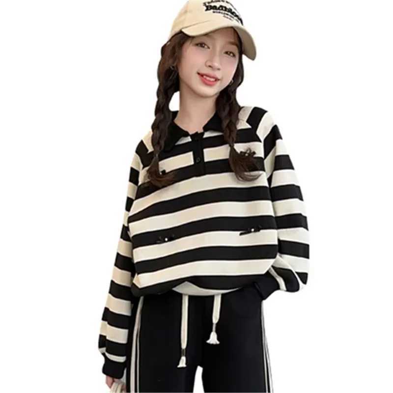 2025 New Spring Girls Long Sleeve Polo T Shirt for Kids Stripe Polo Sweatshirt Child Fashion Poloshirt Age 5 7 9 11 13 14 YearsXJ241225