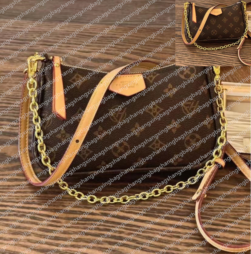Designer Bag Women Crossbody Shoulder Bags Chain Wallet Easy Pouch On Strap Purse Embossed Letters Old Flower Handbags Floral Lady Embroidery Half Moon Bag