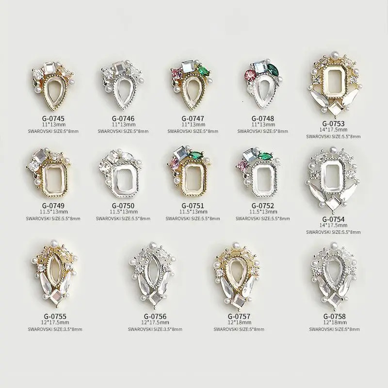 10pcs Hollow Love Drop Horses Eye Frame Border Zircon Crystals Jewelry Nail Art Decorations Nails Accessories Charms Supplies 241225