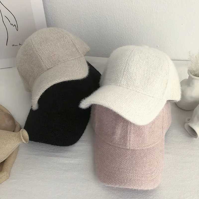 Solid color warm pea hat imitates rabbit fur autumn and winter baseball hats hiking cycling camping edition W241225
