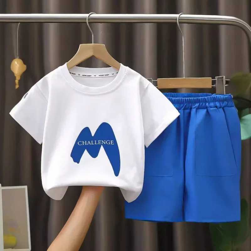 Clothing Sets Summer Toddler Girls Clothes Set Kid Boy Letter Printed T-shirts and Shorts 2pc Suit Children Breathable Top Bottom TracksuitsY241225UBM