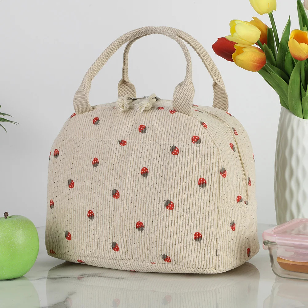 2025S New Free Shipping Designer Bag Cute Corduroy Bag Women Lunch Box Large Capacity Reusable Insulated Cooler For Work Picnic Travel