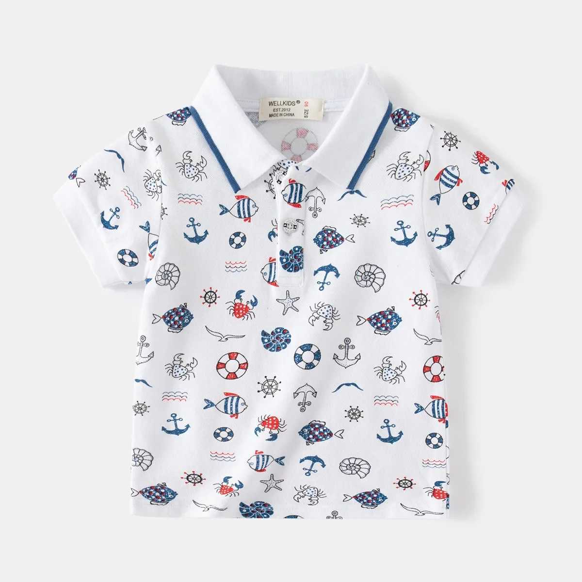 Summer New Fashion Boys Printed Short-Sleeve T-Shirt Casual Breathable Cotton Polo Shirt for kids Ages 3-8XJ241225