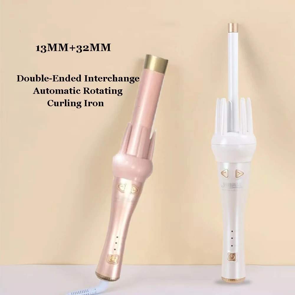 2 in 1 Automatic Rotating Hair Curler 13MM/32MM Hair Iron Interchangeable Hair Iron Curler Set Curler Hair Styles Tool 241225