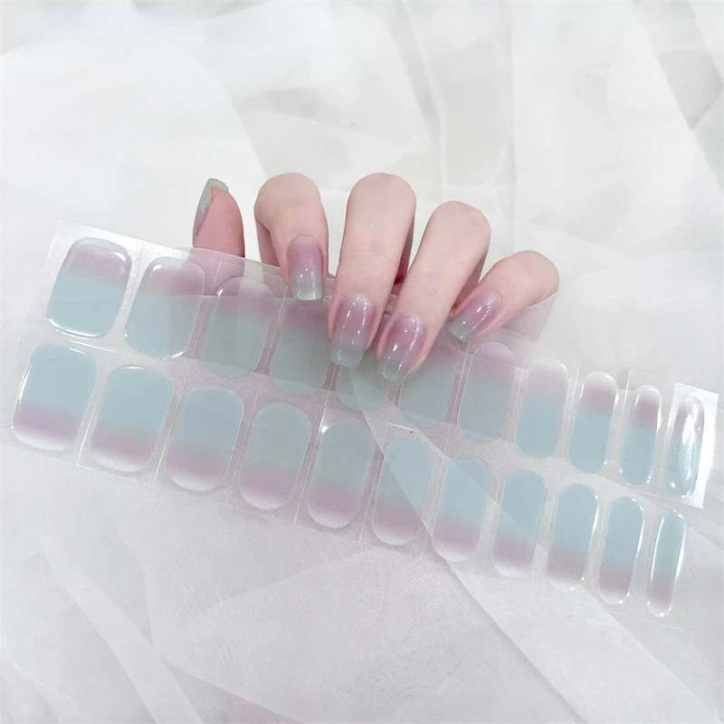Arrival Semi-cured Gel Nails Stickers Harden In UV Lamp Full Self-Adhesive 3D Nails Polish Wraps Fashion n Gel Nail Art 241225