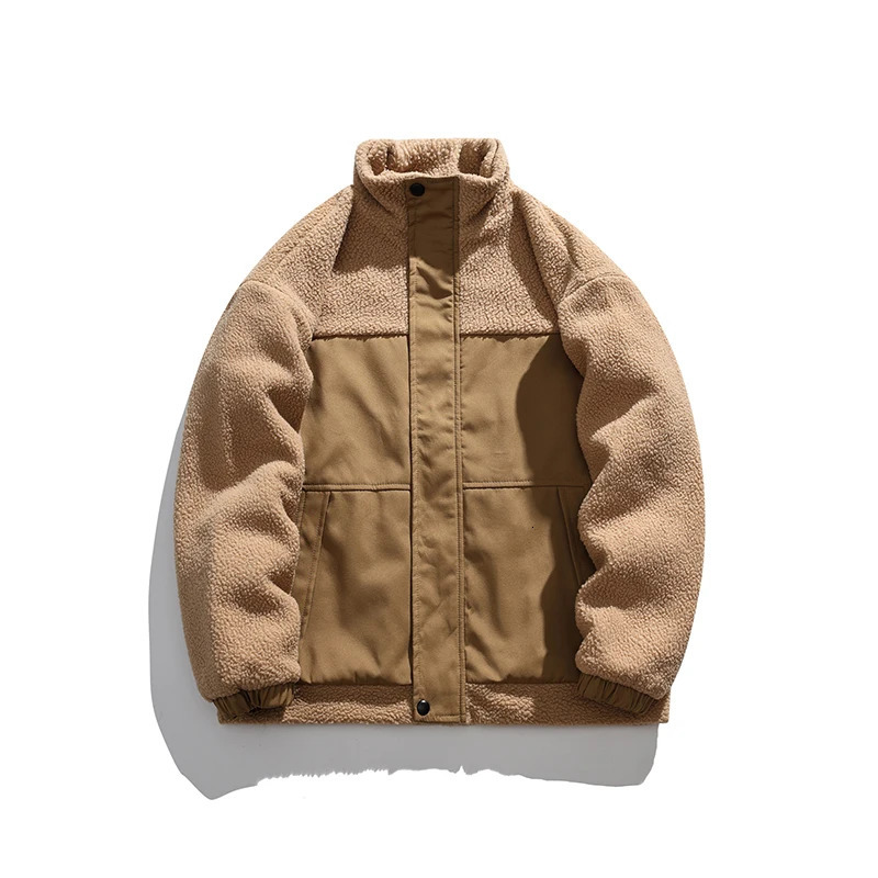 Turtleneck Preppy Style Zipper Lantern Long Sleeve Coats Jackets Solid Color Pocket Mens Clothing Casual Loose Vintage Tops 241225