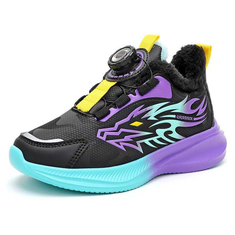 Athletic Outdoor Children Shoes Boy Sneaker Plush Winter Kids Casual Sneaker New Design Fur Warm Trainers Tennis Boy Sports Shoes H241223