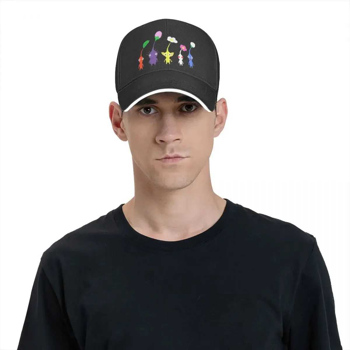 Cute pattern blue Pikmin game multi-color hat Peaked womens hat personalized Visor bicycle hat W241225