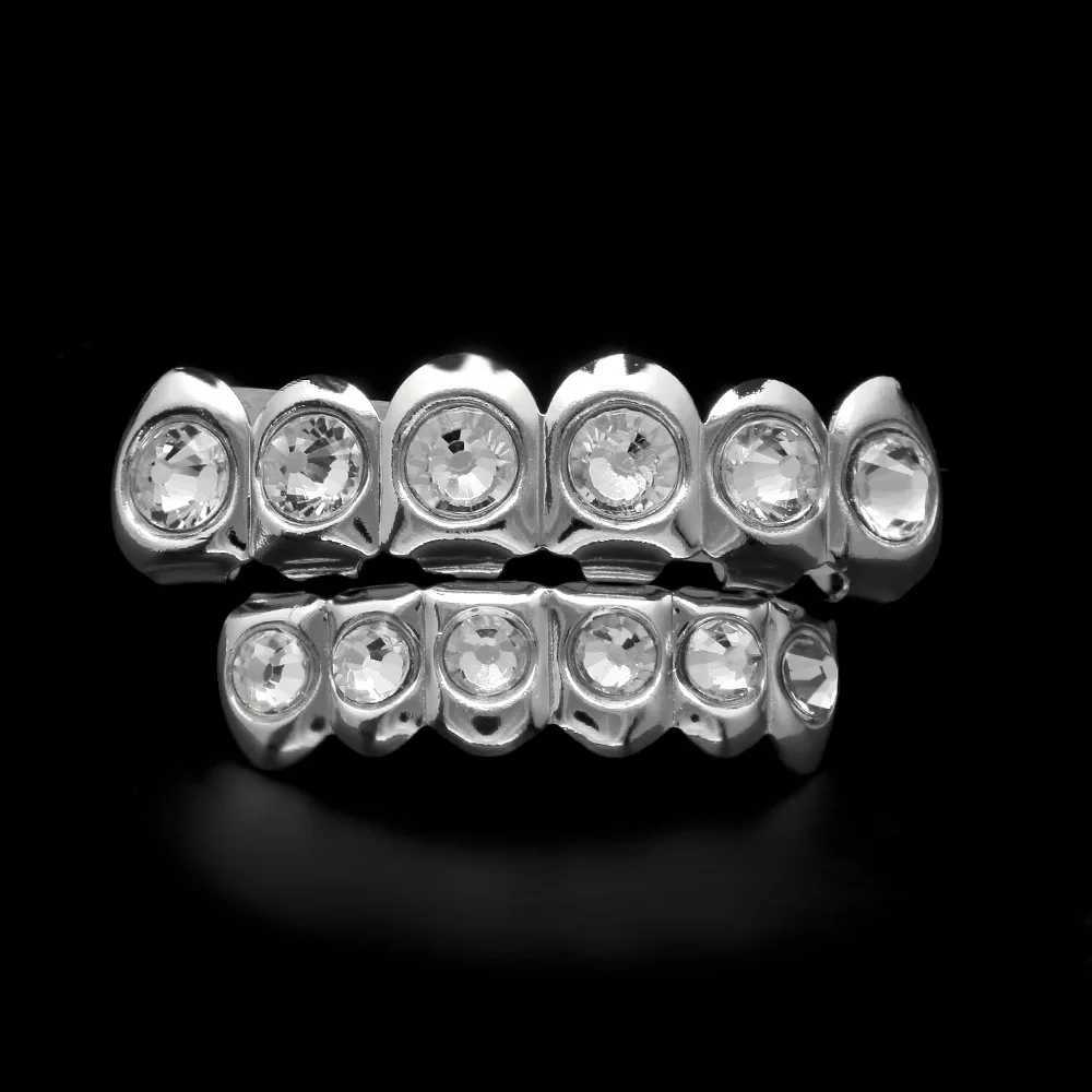 Big CZ Bling Teeth Grillz Top Bootom Dental Mouth Punk Teeth Cs Cosplay Party Tooth Rper Hip Hop Jewelry TG016XJ241225