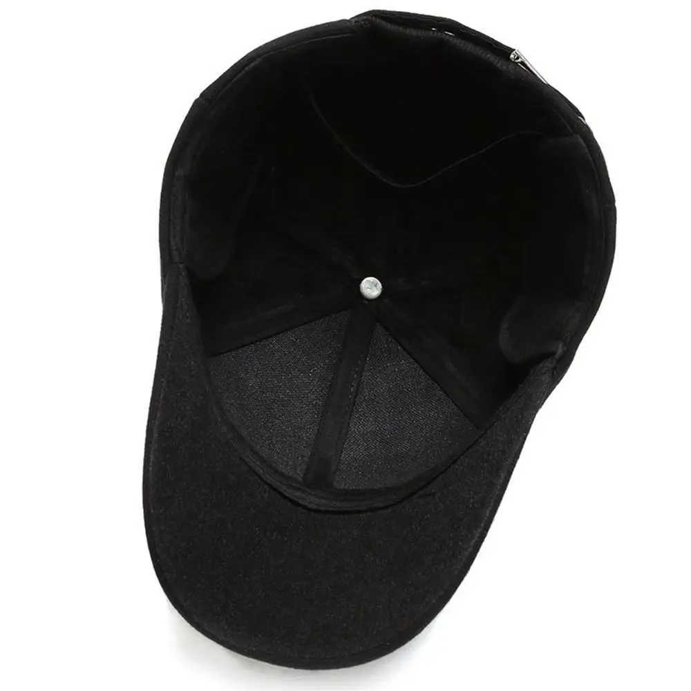 Fashionable breathable baseball cap big head leather cap sports cap warm ear protection duck tongue cap W241225