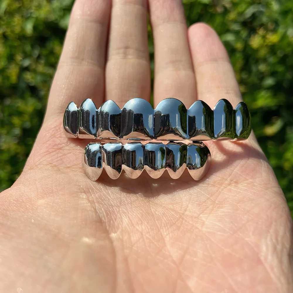 RACHELZ Hip Hop 8/6 Teeth Grillz Gold Silver Black Color Tooth Cs Top Bottom Braces For Women Men Halloween JewelryXJ241225