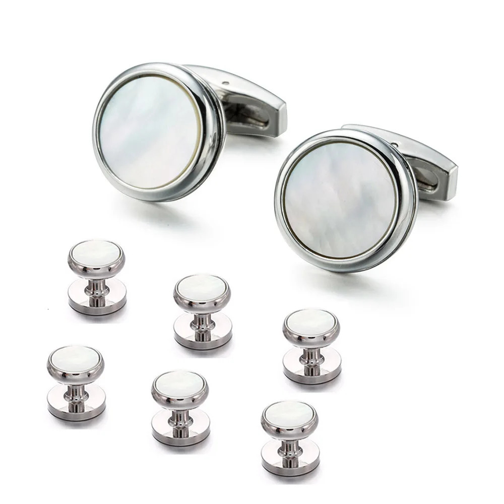 VAGULA Cufflink Stud in 8Pcs Set Fashion Gemelos Sea Shell Tuxedo Collar Stud S22 241225
