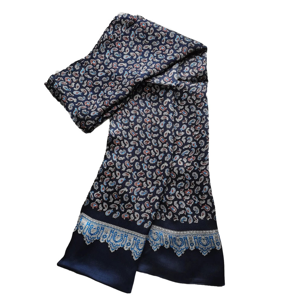 Mens faux Mulberry Silk Paisley Scarf Long Double Layer Neckerchief Cashew Cravat Business Office Party 241225
