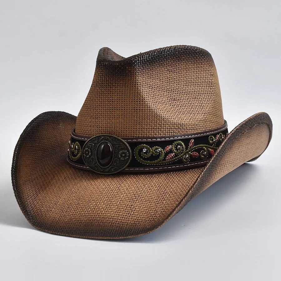 Retro Curly Edge Cowboy Girl Jazz Hat Western Mens Str Hat Summer Beach Sun Hat W241225