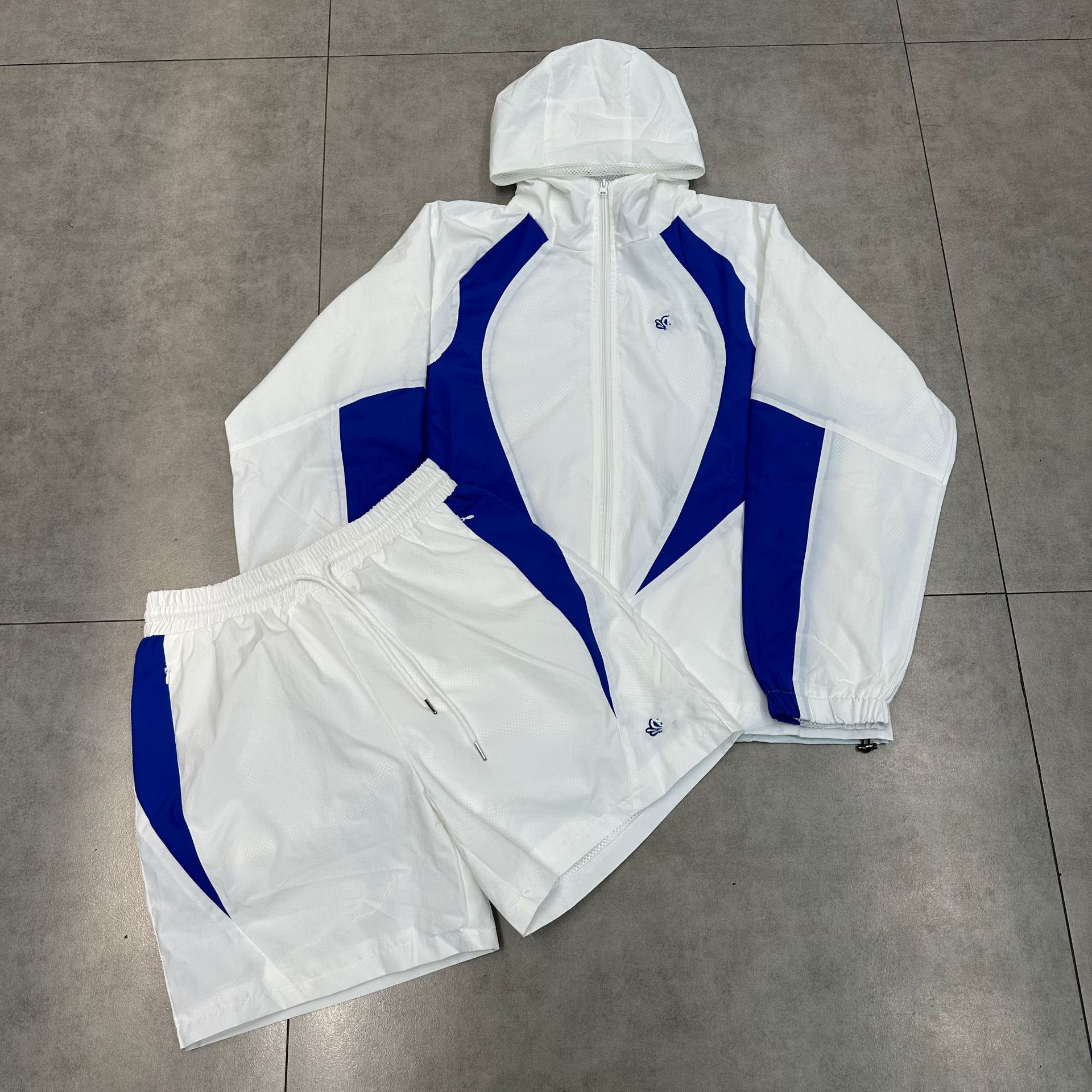 Men's Designer Tracksuit with Embroidered Letter Puffer Jacket & Windproof Quick-Dry Shorts - 2024 Breathable Two Piece Set