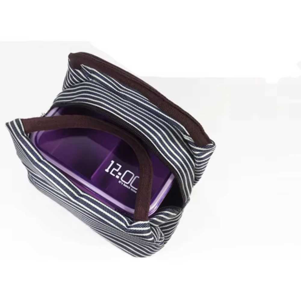 Multi-Color Portable Square Lunch Bag Wable Striped Reusable Leak Poof Insulati Tote Bento BagXJ241225