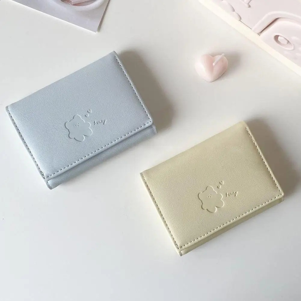 Women Short Bear Small Wallets Student Triple Fold Card Holder ID Bag Card Holder Coin Purse Ladies Wallets Cartoon Bag 241224