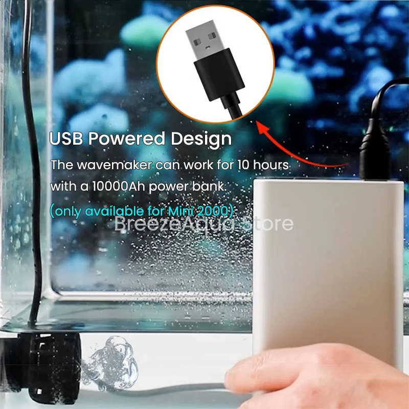 ZKSJ Mini Slim USB Powered Freshwater Saltwater 5W 9W DC Aquarium Wavemaker Circulation Pump for Small Nano Coral Reef Fish Tank 241225