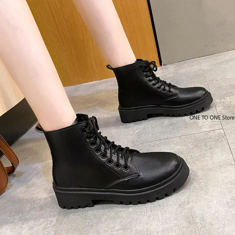 Women Ankle Boots Autumn Woman Fashion British Style Black Casual PU Dress Shoes Female Motorcycle Boots Plus Size 43 241226