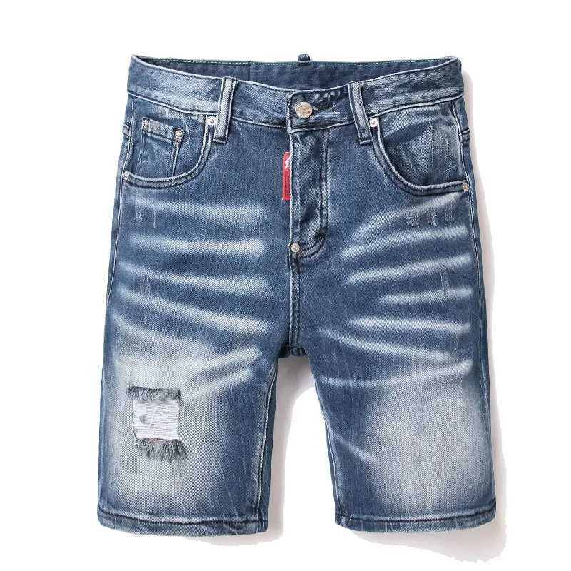New Summer Mens Italian Street Denim Jeans Mens Light Blue Straight Denim Shorts Fashion Casual Jeans X260526