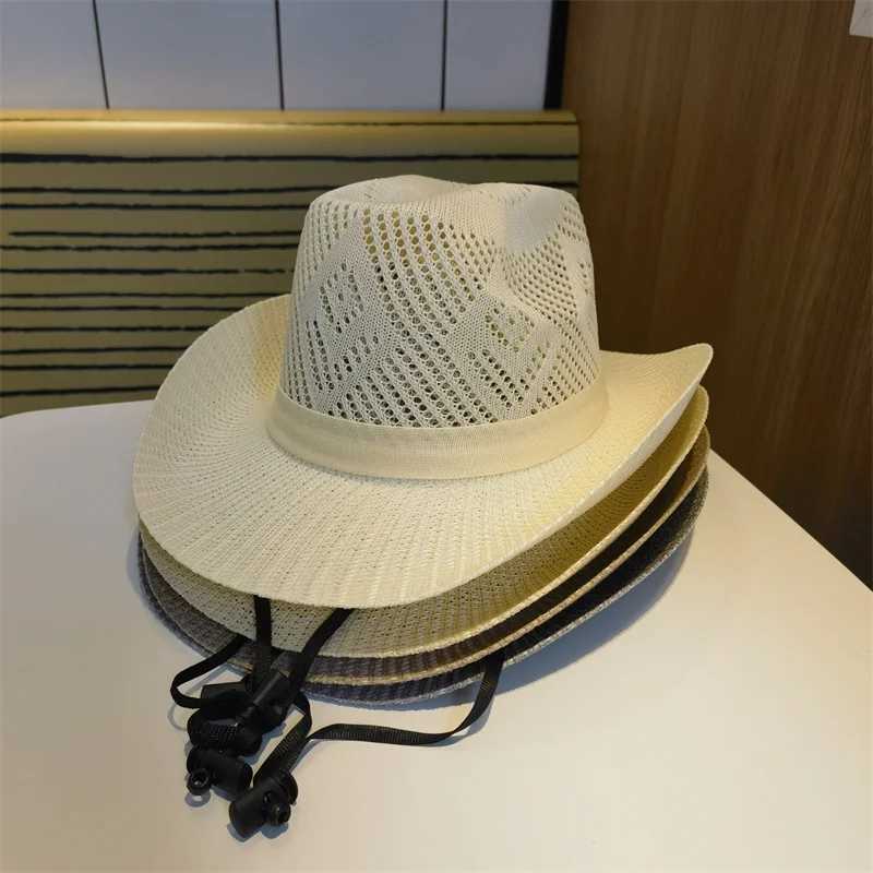 Cowboy Hat Mens Summer Hat Fedoras Western Cowboy Hat Windproof Panama Jazz Beach Hat Retro Gorilla Para Mujer W241225