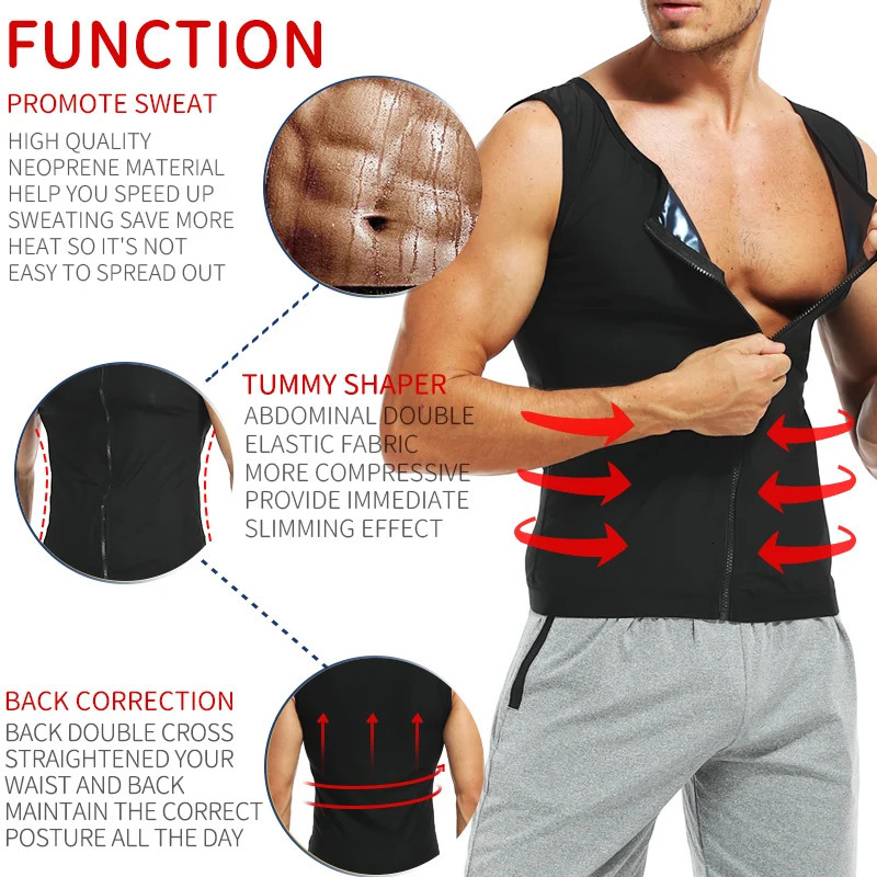 Men Abdomen Reducer Body Shaper Promote Sweat Sauna Vest Fitness Waist Trainer Belly Slimming Shapewear Fat Corset Top 241225