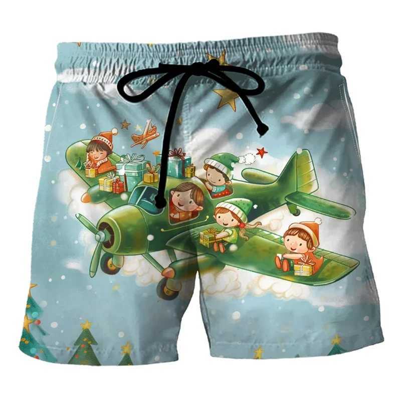 2025 New Christmas Mens Swim Trunks Santa Claus Mens 3D Print Short Pants For Men Clothes Casual Xmas Surfing Trousers Bermuda W241226