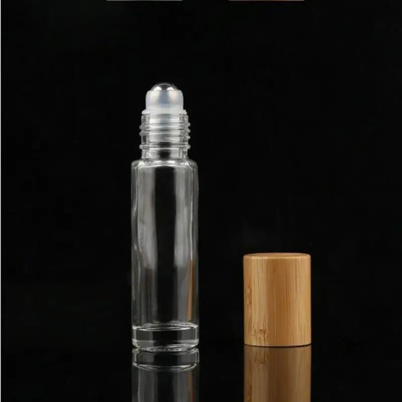 12X 24X 5ML 10ML Glass Essential Oil Roll On Bottles Natural Bamboo Wood Lid Perfume Vials Steel Roller Ball Refillable Portable 241225