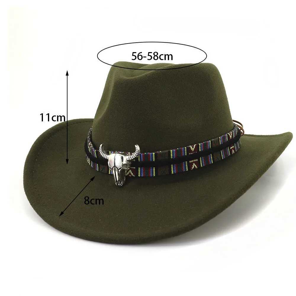 Western Cowboy Band Cowboy Hat European American Men and Women Autumn Peach Heart Top Felt C Panama Outdoor Sunshine Protection Cowboy Hat W241225