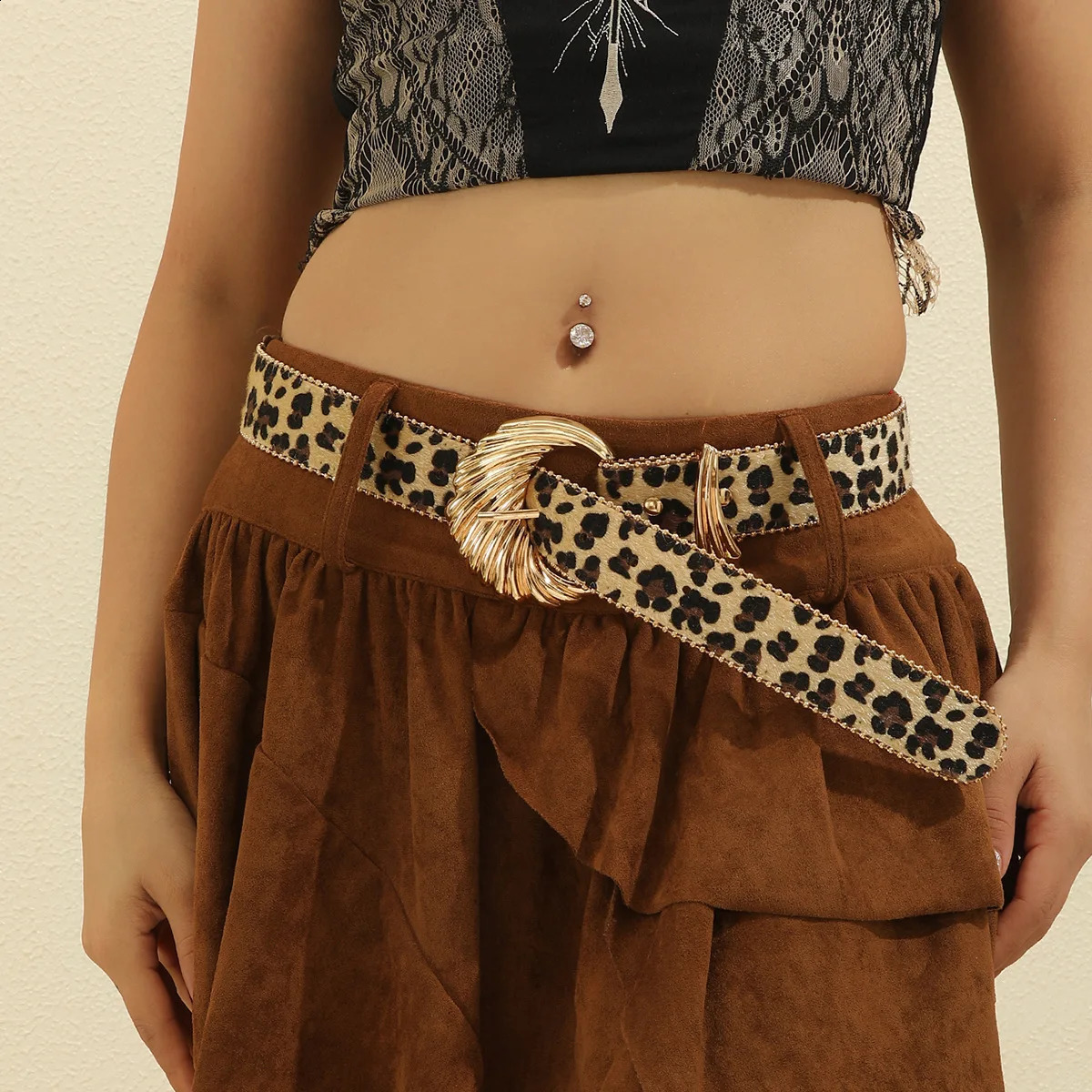 Womens Belt Gothic Vintage Golden Zebra Leopard Woman Cheetah Y2k Belt Viper for The Dress Emo Belt Accessories 241226