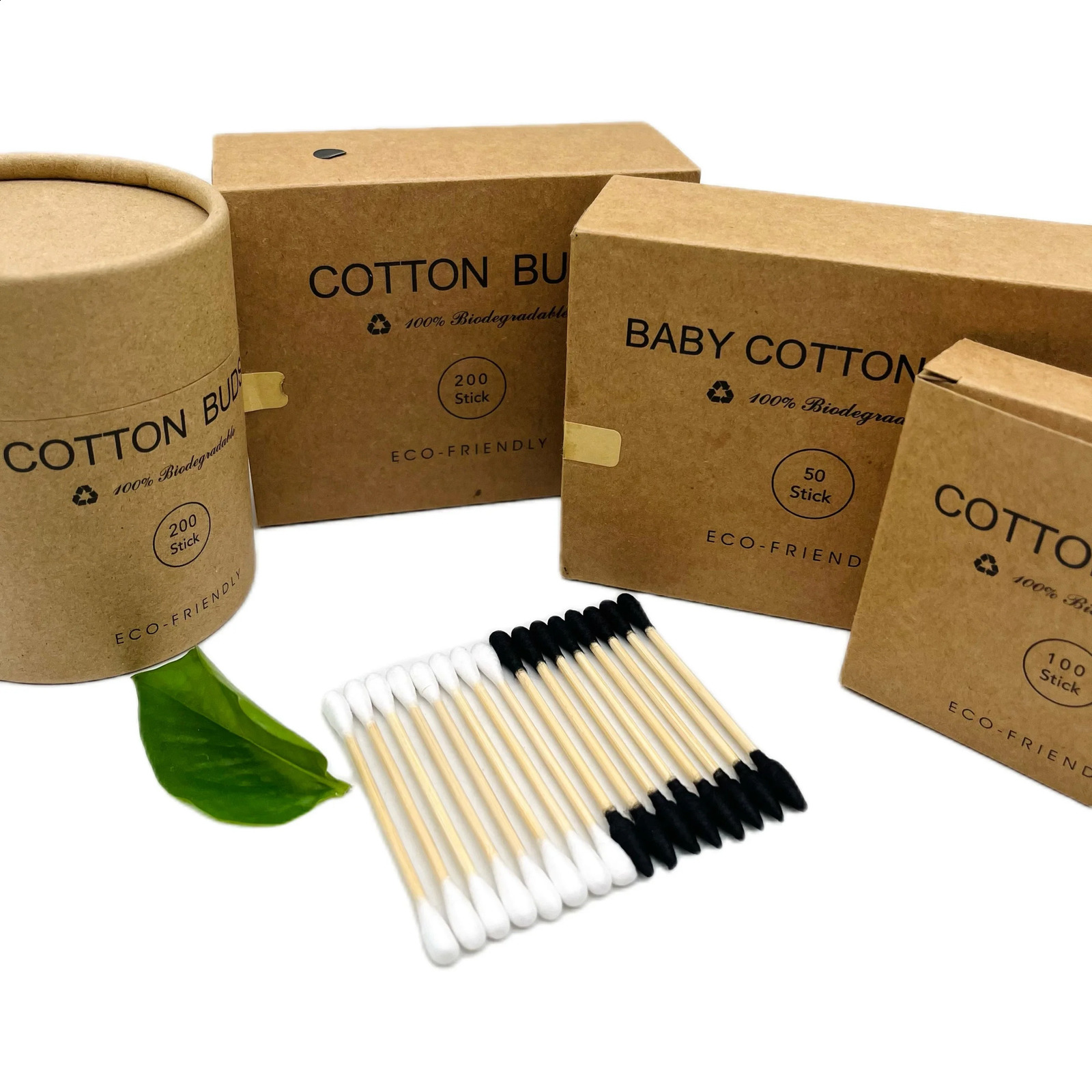 100 Pcs Eco Friendly Bamboo Cotton Ear Cleaning Bud Sticks Plastic Free Cotton Swabs 241226