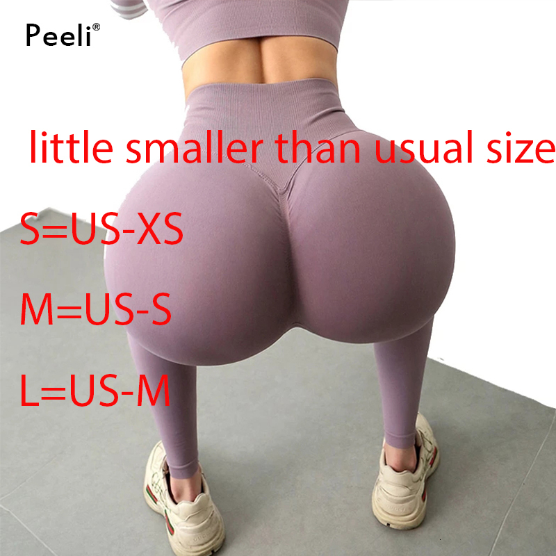 Peeli Sport Women For Fiess Scrunch Butt Gym Leggings High Waist Seamless Yoga Pants Push Up Nylon Workout Tights