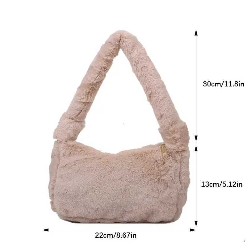 Plush Shoulder Bags for Femme Luxury Designer Soft Winter Ladies Cluh Purse Handbag Cute Fi Female Party Underarm BagXJ241225