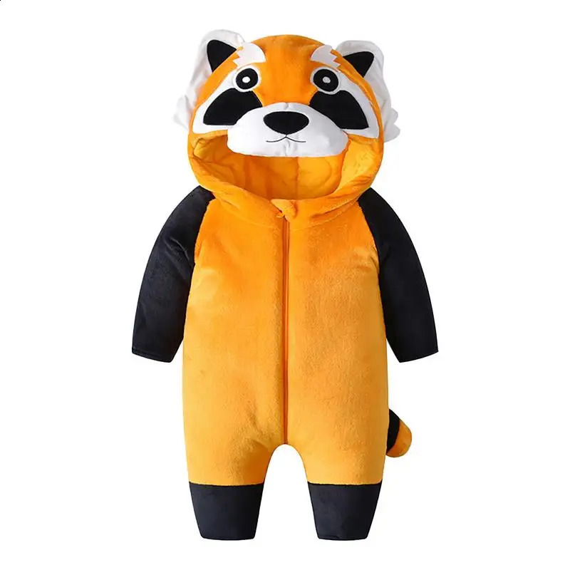 cute Baby Romper Winter Costume Toddler Infant Clothes Kids Overall Animal Jumpsuit cartoon Raccoon Onesie for Girls Boys Bebe 241225