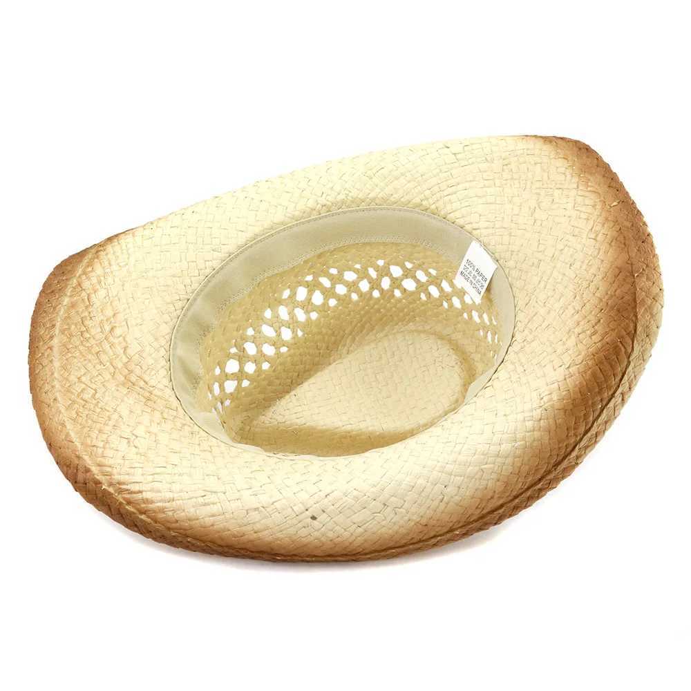 QBHAT brown spray painted regular per Str denim hat with ethnic hat decorated mens wide brown beach sun hat W241225